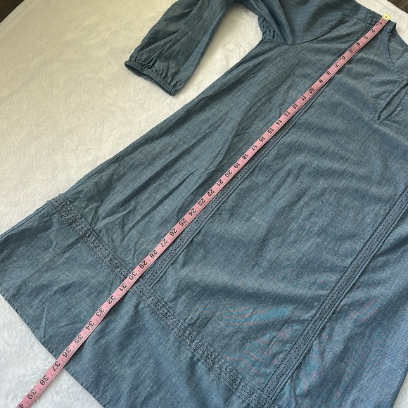 Women’s Lightweight Chambray Long Sleeve Cottagecore Coastal Tunic Shirt Dress L - Picture 9 of 9